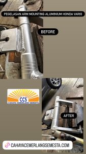 modifikasi pengelasan arm motor honda vario aluminium – cahaya cemerlang semesta foto sesudah dan sebelum dilas